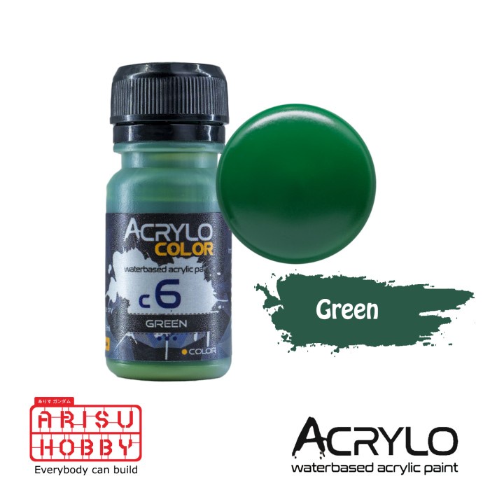 

ACRYLO COLOR GREEN C6 Water Based Acrylic Paint Color Cat Gundam