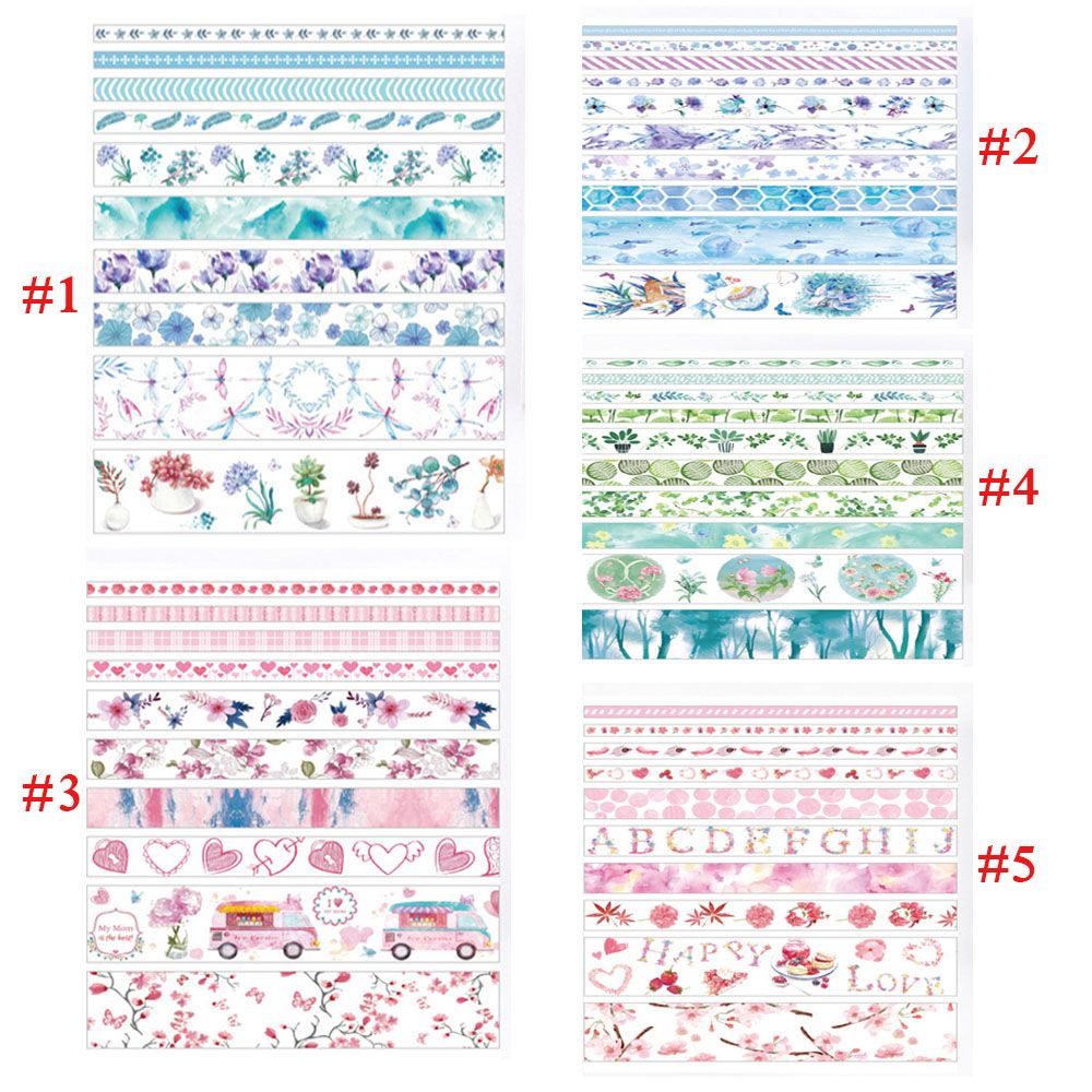 Chookey 10 Rol / Set Stiker Tape Kertas Motif Hutan Laut Untuk Dekorasi Diary / Scrapbook Diy