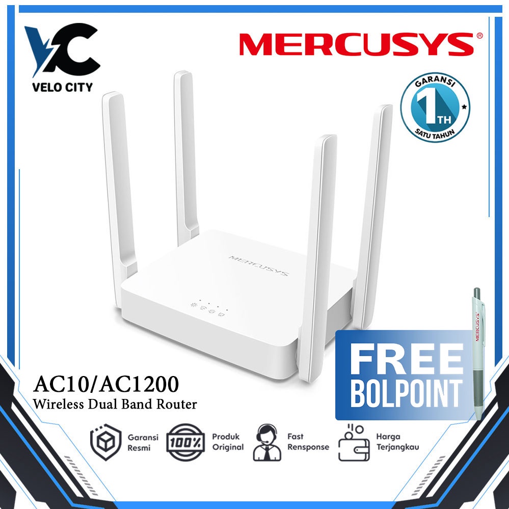 Mercusys AC10 AC1200 300Mbps Wireless Dual Band Router Garansi Resmi