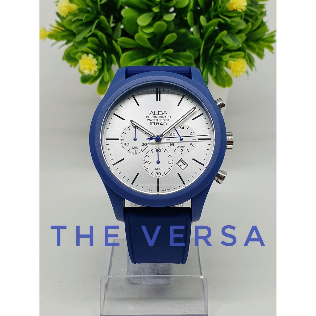 Alba AT3G29X1 AT3G29 Jam Pria Rubber Silver Blue Original