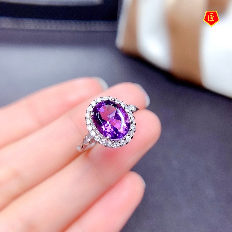 [Ready Stock]Elegant Simple Natural Amethyst Ring