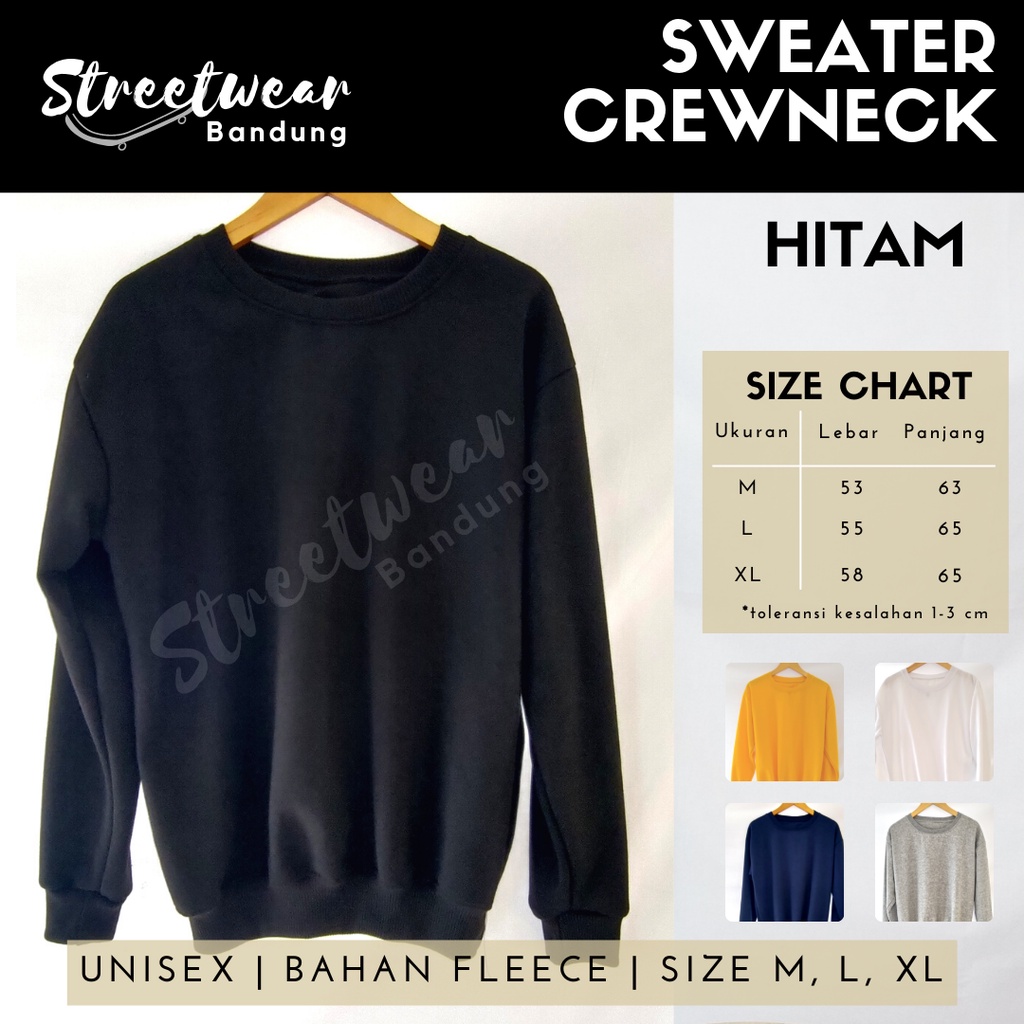 PROMO SWEATER POLOS MURAH PRIA/WANITA KUALITAS PREMIUM, CREWNECK HITAM