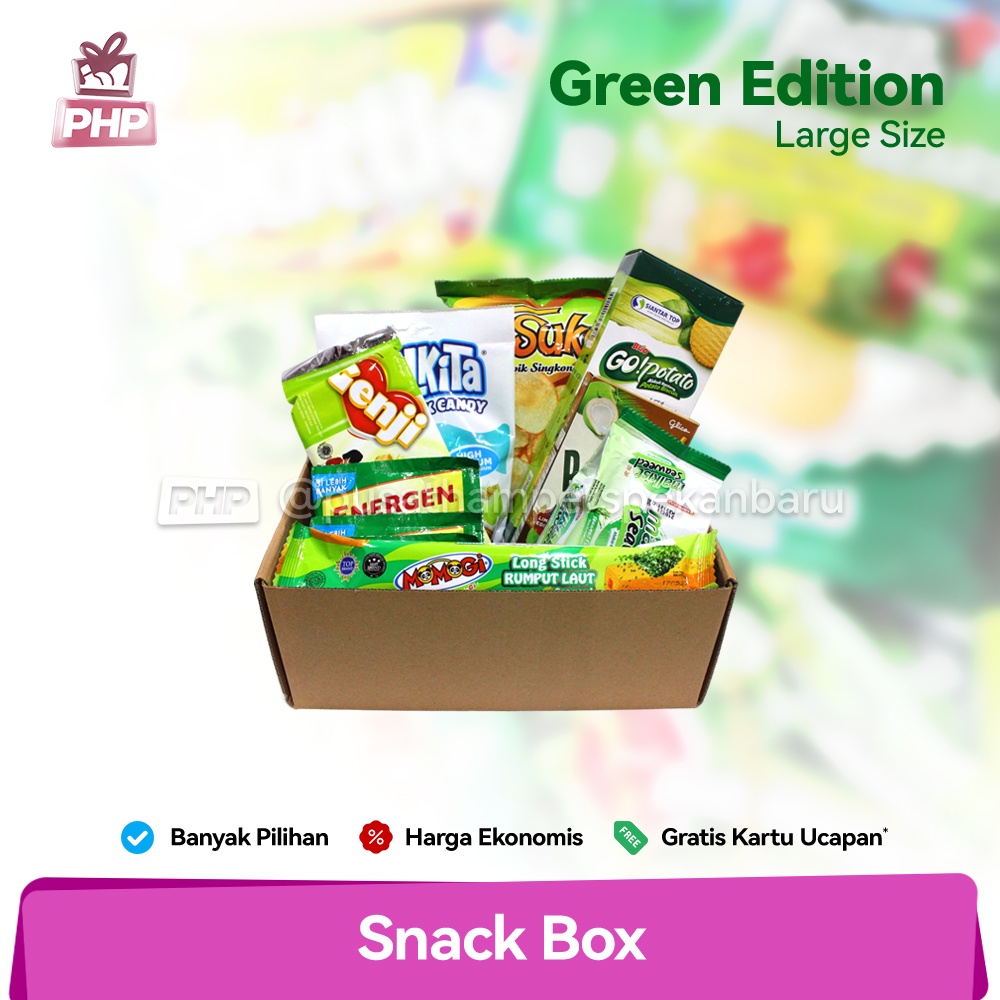 

#PHP Hampers Makanan / Kado Hadiah / Gift Snack Box Wisuda Sempro Ulang Tahun - Green Edition