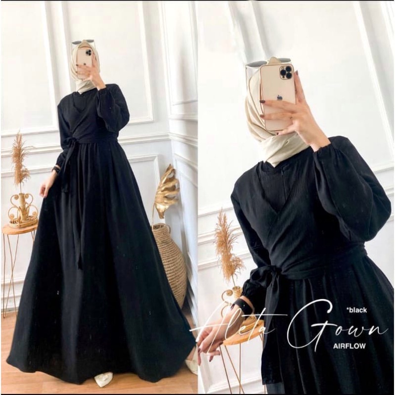 ALETA GOWN GAMIS AIRFLOW ORIGINAL NABTIK TERMURAH TERBARU GAMIS CANTIK UNTUK KONDANGAN