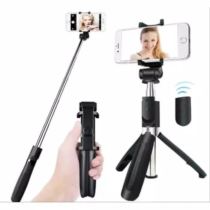 Tongsis Selfie Stick L01 3in1 Tripod &amp; Bluetooh Shutter Original