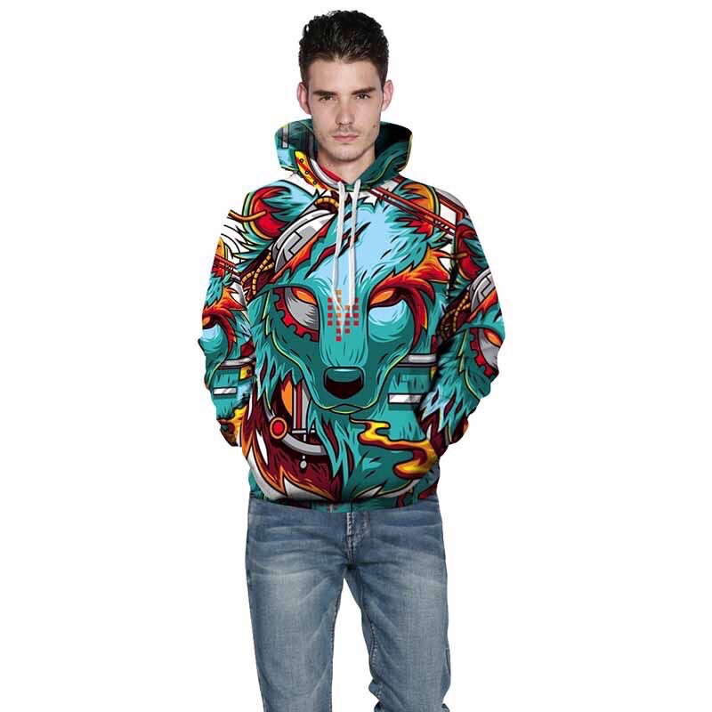 SWEATER KAOS HOODIE TIPIS IMPORT PRIA WANITA EROPA AMERIKA PRINT WOLF SERIGALA 3D WL1