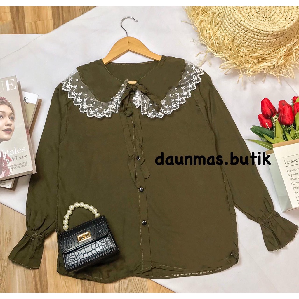 1KG MUAT 5PCS | PINKAN SHIRT TOP BLOUSE RENDA PREMIUM HITS OOTD SELEBGRAM FASHION GROSIR MURAH-PINKAN ARMY