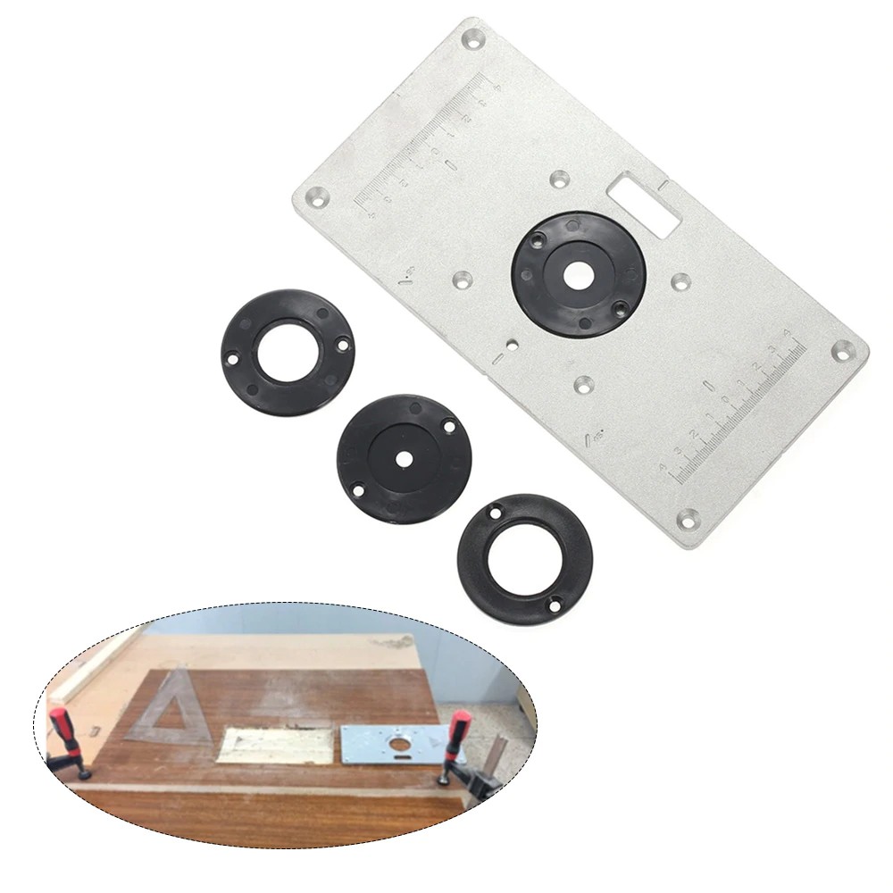 Router Table Plate 700c Aluminum Router Table Insert Plate 4 Rings Screws For Woodworking Shopee Indonesia