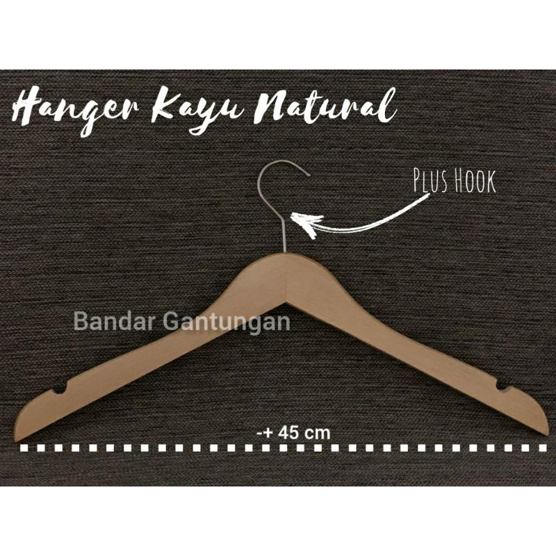 Hanger Kayu PREMIUM Natural Dewasa Wood Gantungan Baju Hanger estetik Glossy Super-BH