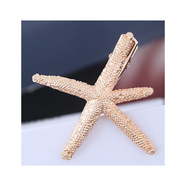 LRC Jepit Rambut Fashion Gold Metal Starfish Hairpin A59509