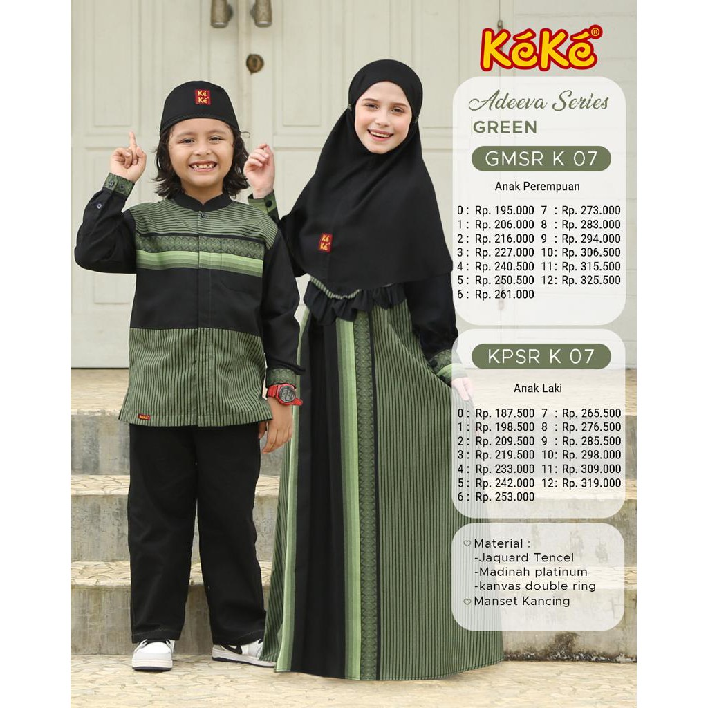 Keke Collection Sarimbit Keluarga Anak Adeeva Series Green