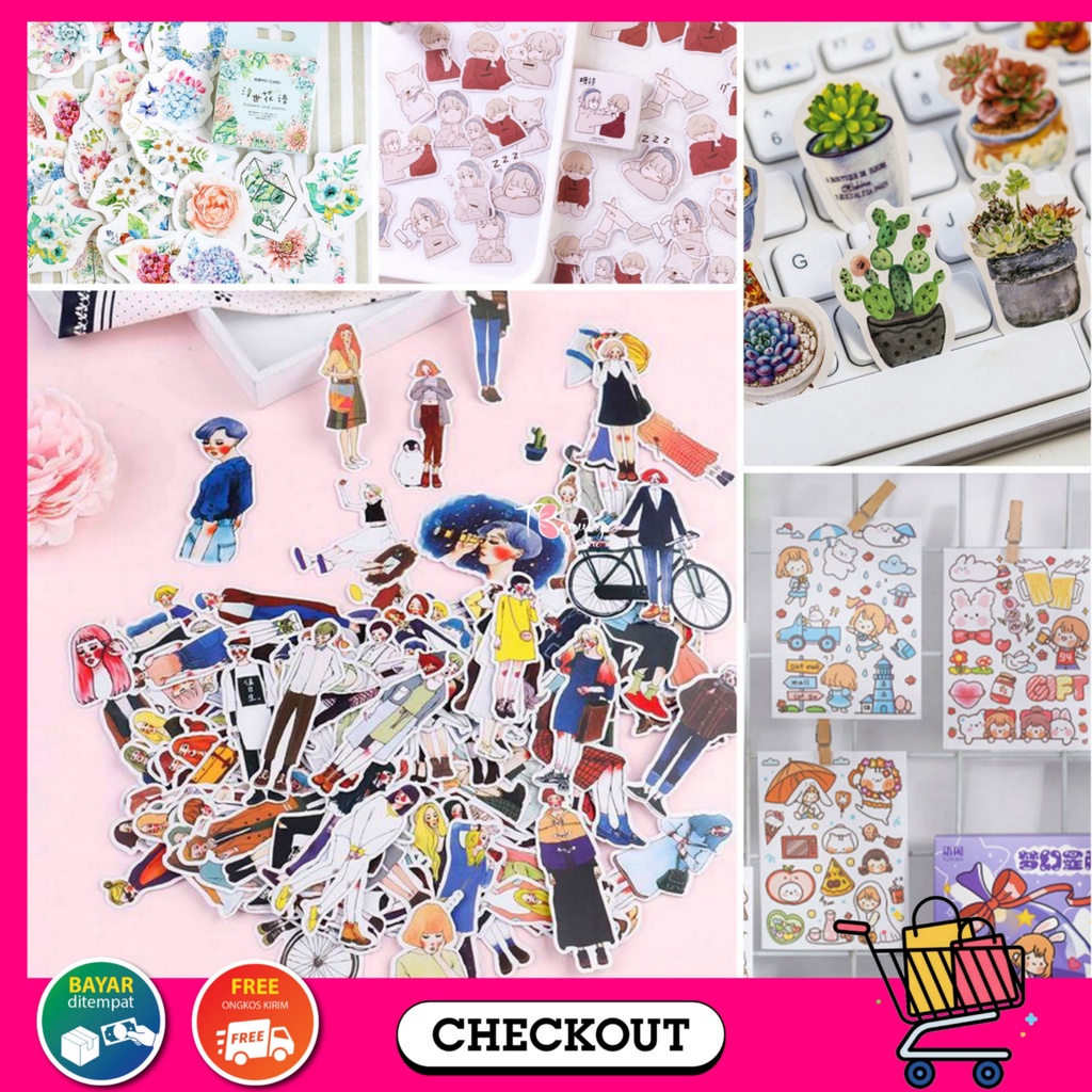 

5pc Stiker Alat tulis Scrapbook lucu Desain kawai Vintage Retro motif kartun gadis korea washi Paper cartoon Boy Girls