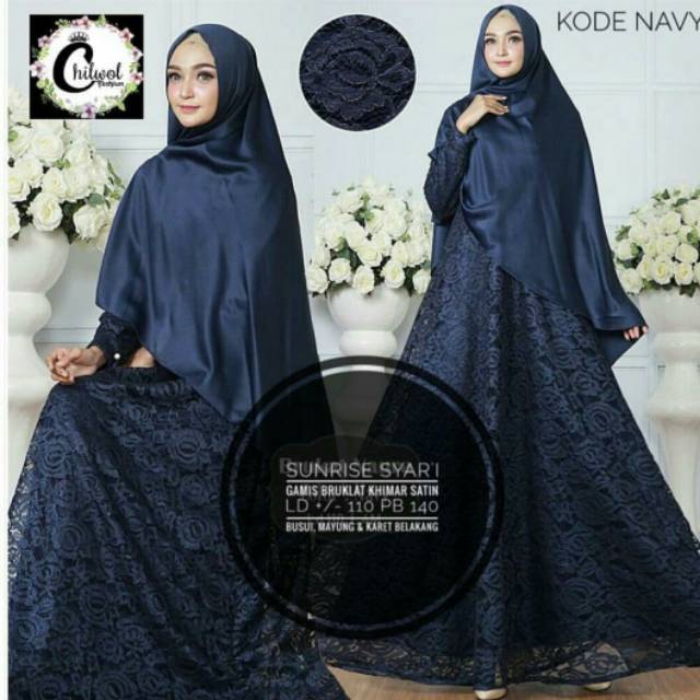 GAMIS SYARI PESTA MUSLIM BUSUI BROKAT IMPOR MEWAH SUNRISE MAYUNG ELEGAN