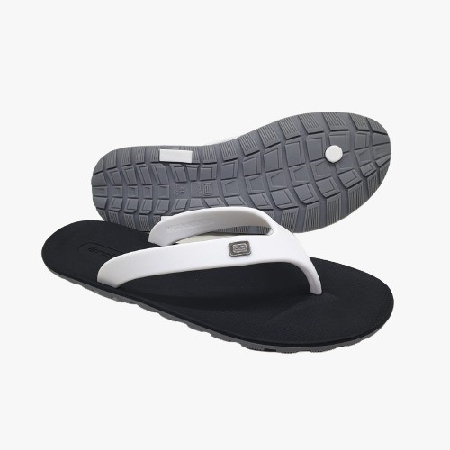 Ando Viral Terbaru 7 Warna Sandal Jepit Pria Sol Karet Anti Slip Ando Original-Hitam/Putih