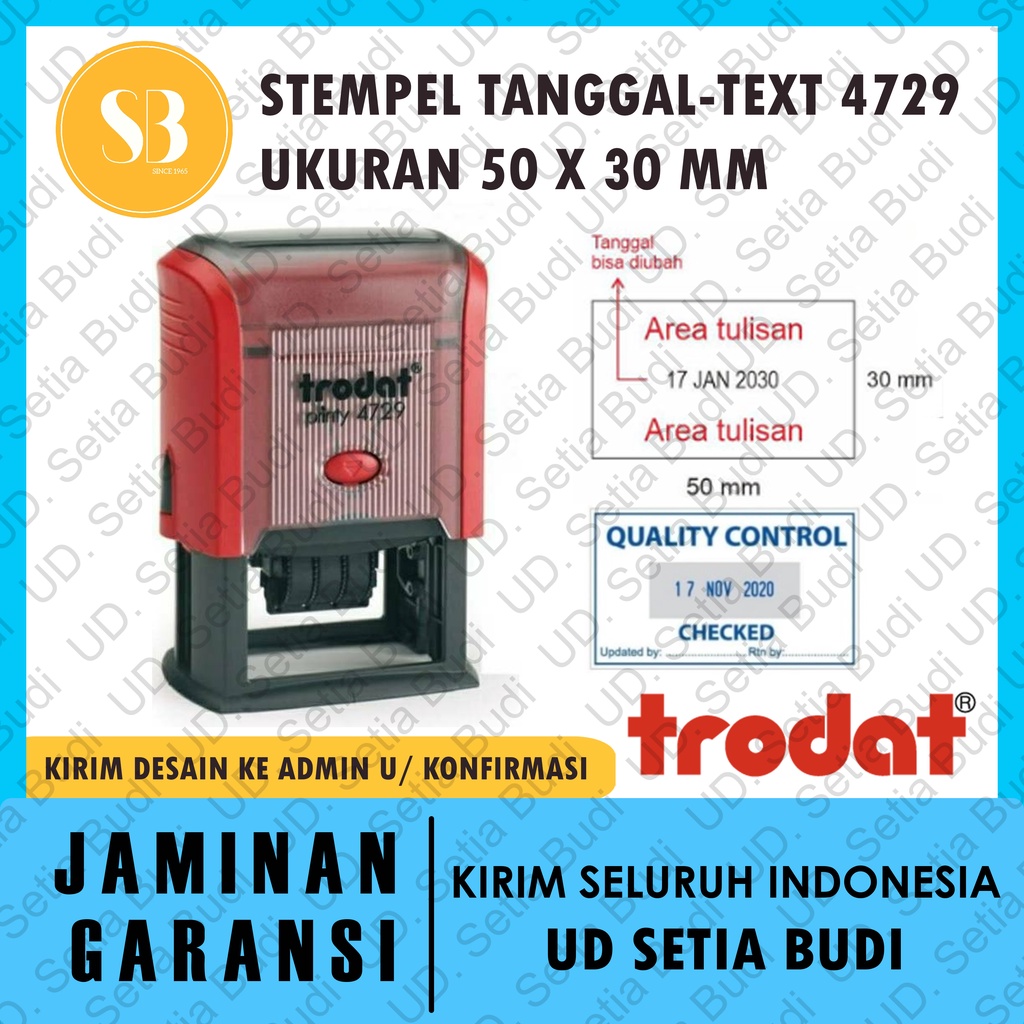 Stempel Trodat Tanggal Custom 4729 ukuran 50 x 30 mm