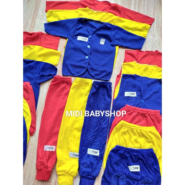 18 Pcs / 9 Stel Paket Hemat Baju Bayi Celana Bayi Newborn Polos Rainbow Pip Mim SNI
