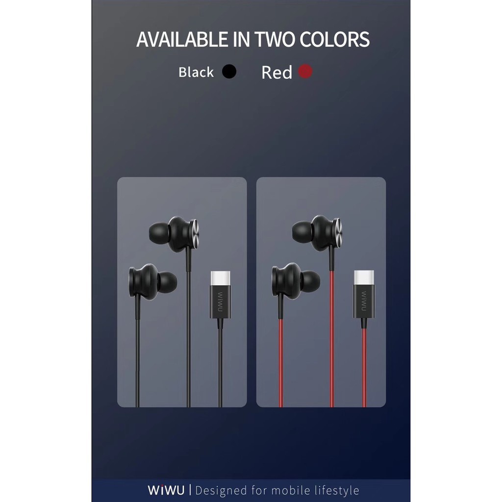 WIWU Earbuds 201 - Wired HiFi Stereo Earphones with Type-C Interface - Headset dengan port Type-C