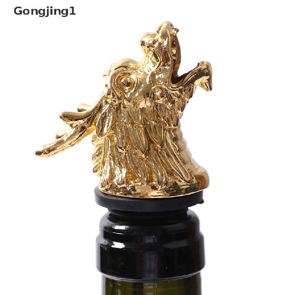 Gongjing1 1Pc Stopper Botol Wine Bentuk Kepala Hewan Bahan Zinc Alloy