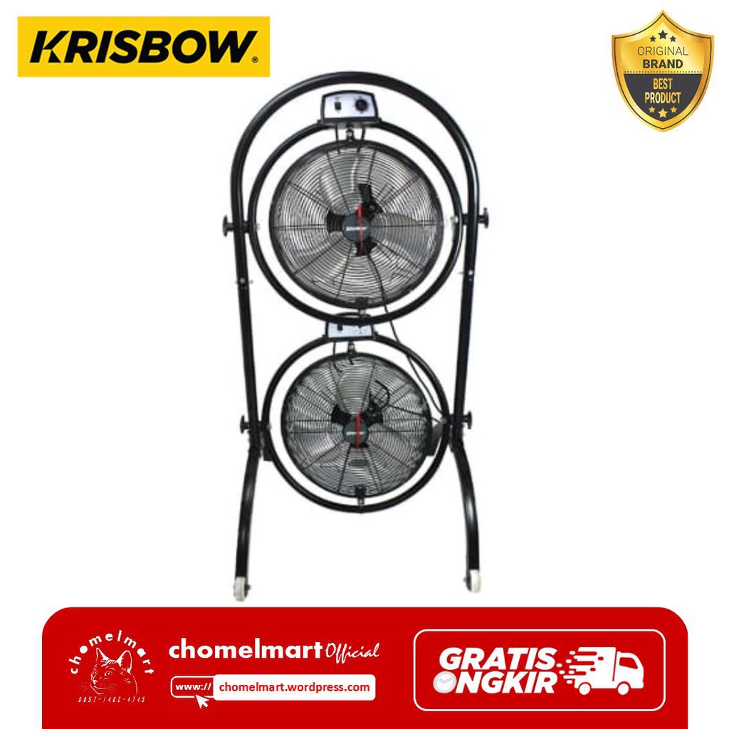 Krisbow Kipas Angin Industirial Double Fan Standing 40 Cm - Hitam