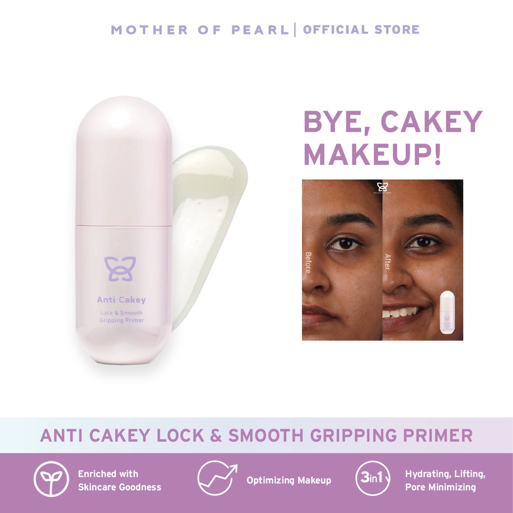 MOP Mother Of Pearl - Anti Cakey Lock and Smooth Gripping Primer Meminimalkan Tampilan Pori-pori di Wajah