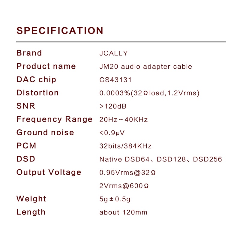 DAC JCALLY JM20 CS43131 IBASSO CHIP DECODING AMPLIFER TYPE C TO 3.5MM