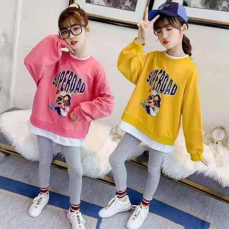 Baju Setelan import anak SUPERDAD / Setelan sweater anak tanggung / set fashion legging ABG