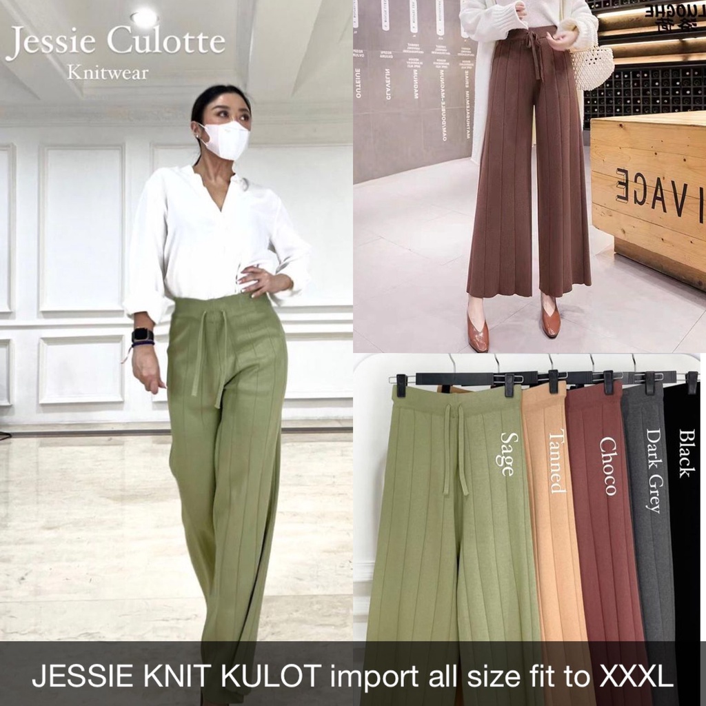 CELANA PANJANG WANITA JESSIE KULOT KNIT IMPORT