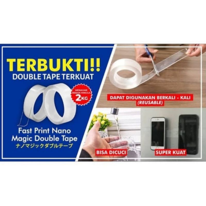 PER ROLL  /Double Tape Magic Transparan ( 1 mm x 3 cm x 1 m ) / Lem Solatip Transparan Bening Multi Fungsi magic  /DOUBLE MAGIC TAPE SUPER KUAT DAPAT DICUCI / MAGIC TAPE BENING 2 SISI KUAT MULTIFUNGSI