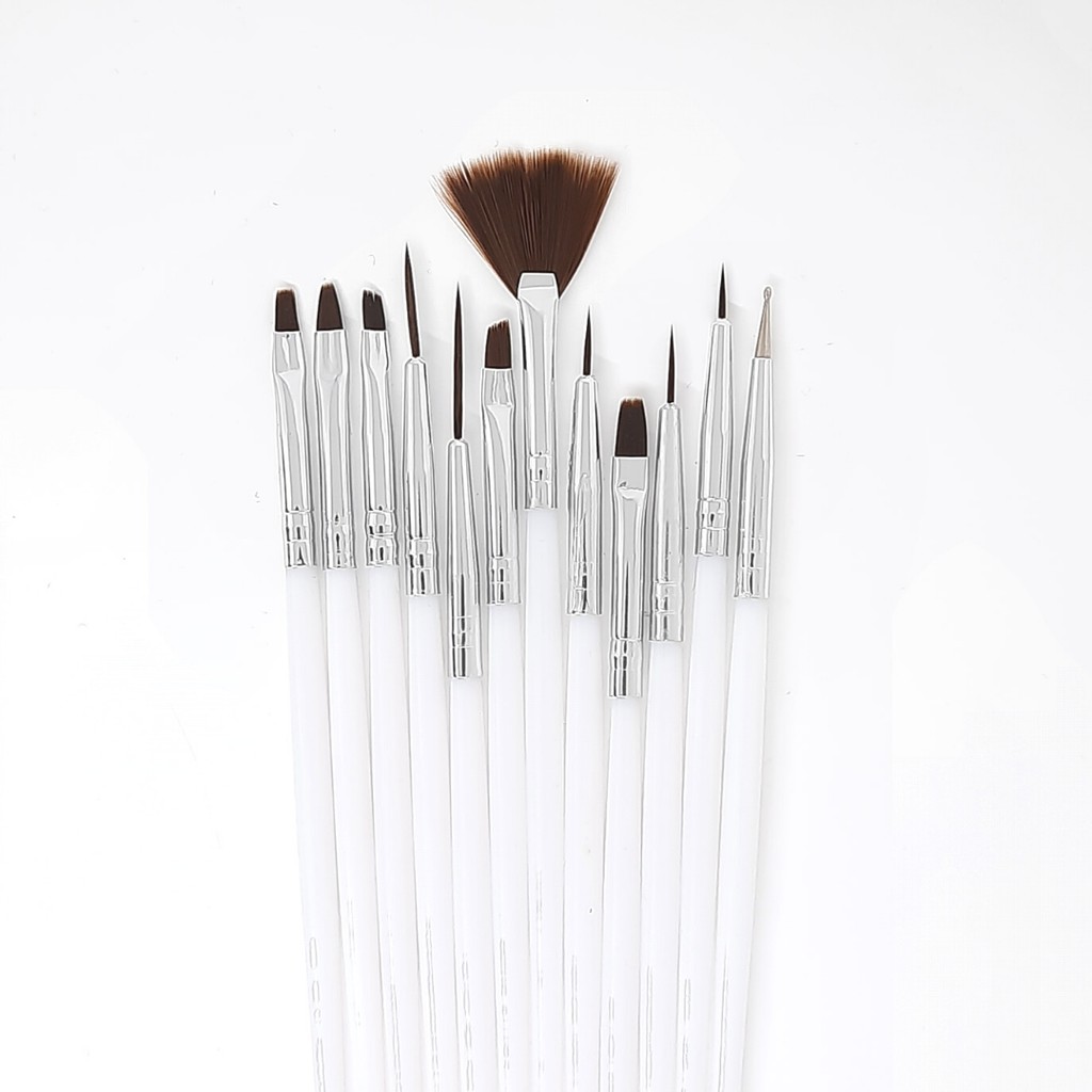 Brush Set 12 pcs Putih Ungu kuas Nail Art NP-60