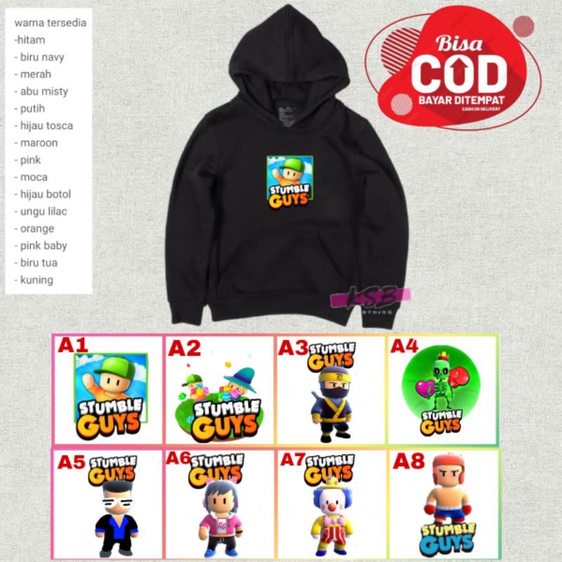 jaket sweater hoodie anak game stumble guys/hodie anak stumble guys/hoodie anak game terbaru/hoodie 
