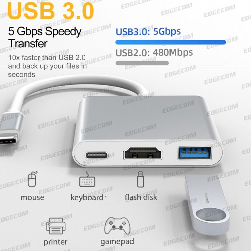 NETLINE USB 3.1 TYPE C to HDMI 4K USB 3.0 USB C PD MultiPort Adapter