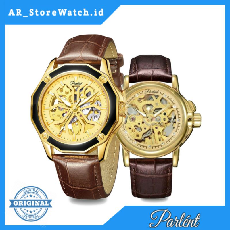 Jam Tangan Couple Automatic Parlent Aragon Gold & Freya Original