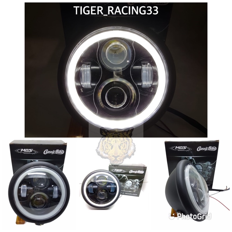 Lampu depan daymaker japstyle 5.75 inch batok CB 100 Angel White MOS Universal