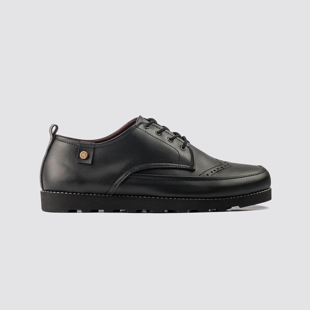 DAXON BLACK ORIGINAL x LVNATICA Sepatu Formal Hitam Tali Pria Pantofel Kerja Kantor Dinas Resmi Guru Kantoran Pesta Undangan Kondangan Wedding Kuliah Casual Low Derby Oxford Semi Kulit Premium Footwear Big Size Jumbo Ukuran Besar 44 45 Keren Terbaru