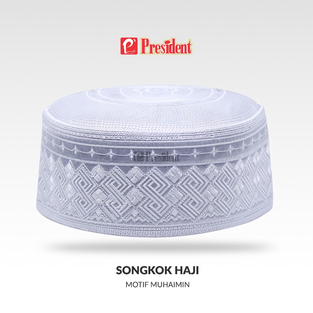 Peci Madinah Songkok Haji Putih Motif Al Muhaimin