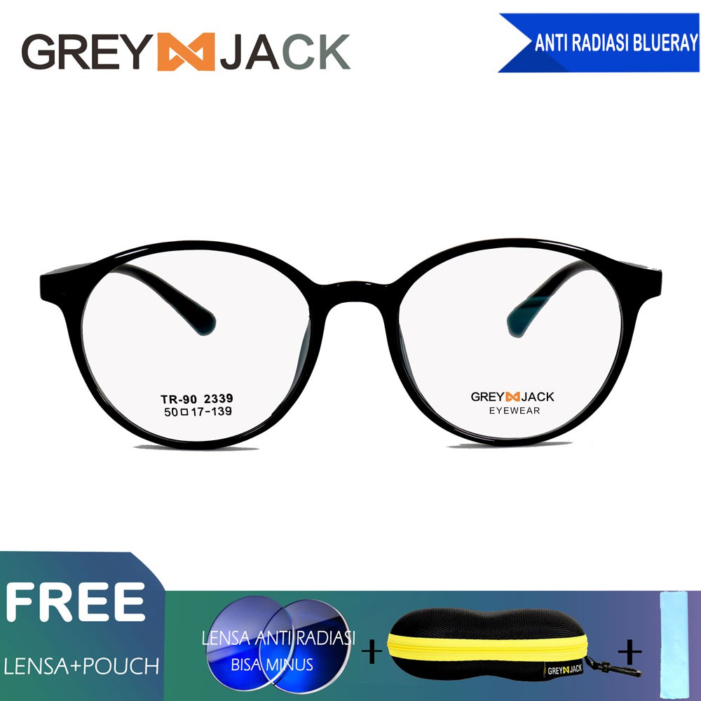 

Grey Jack Frame Kacamata dengan Lensa anti radiasi Blue Ray/ Pria Wanita TR90 2339