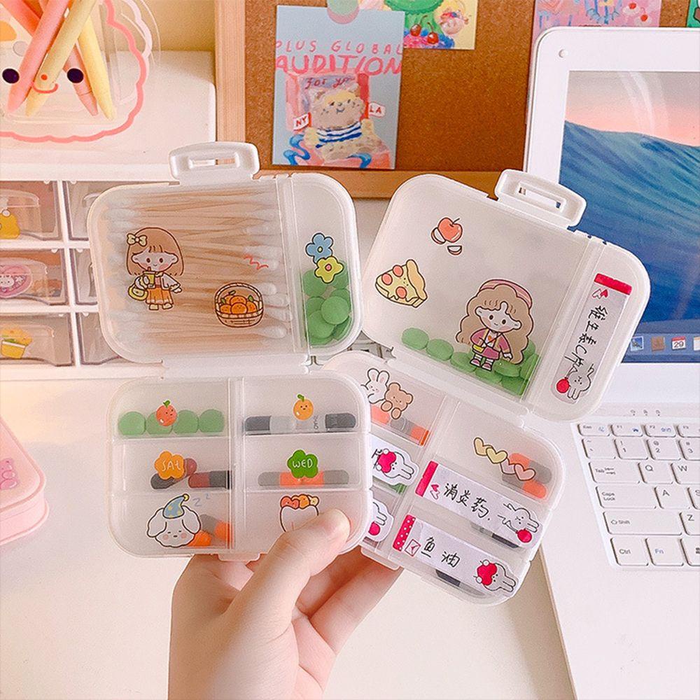 Agustina Pill Storage Box Wanita Simple Kotak Plastik Portable Mini Vitamin Kotak Obat