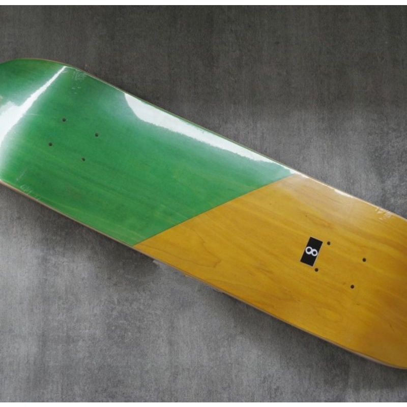 Skateboard deck blank 2 tone green yellow 8.0