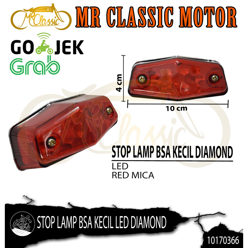 Stop Lamp/Lampu Belakang Motor Custom Variasi BSA Kecil LED Diamond