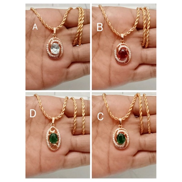 NCi631. Kalung xuping wanita lapis emas dgn mata zircon ukuran 45 cm model tambang