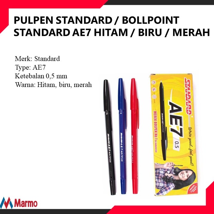 

PULPEN STANDARD / BOLLPOINT STANDARD AE7 HITAM / BIRU / MERAH