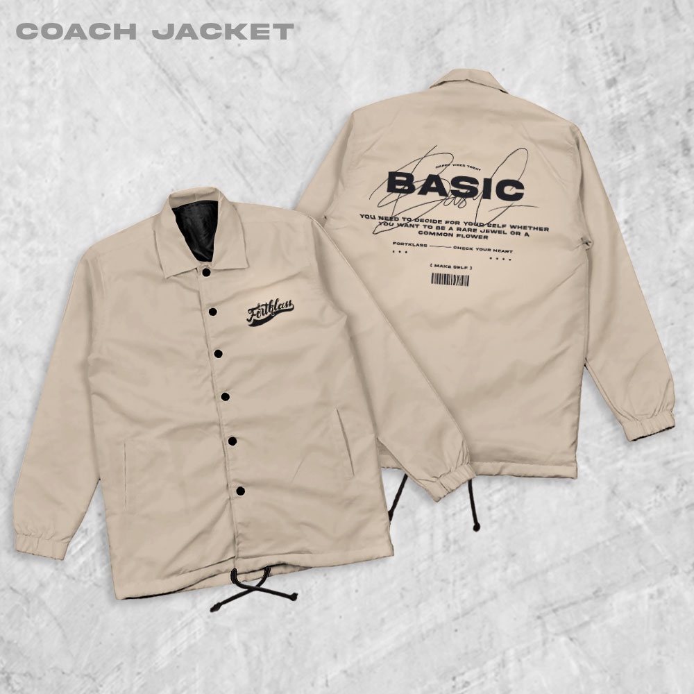 Fortglass Basic Coach Jaket Pria Outwear Unisex Parasut