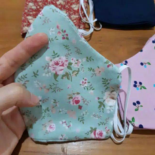 Masker Kain Katun 100% Motif Shabby_ Ready Karet Hijab Dan Non Hijab