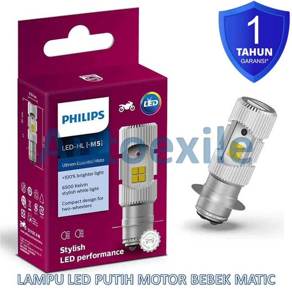 Philips Ultinon Essential Moto Led M5 H6 Kaki1 6500k Putih Lampu Motor Bebek Matic Jupiter Mio Beat3 Shopee Indonesia