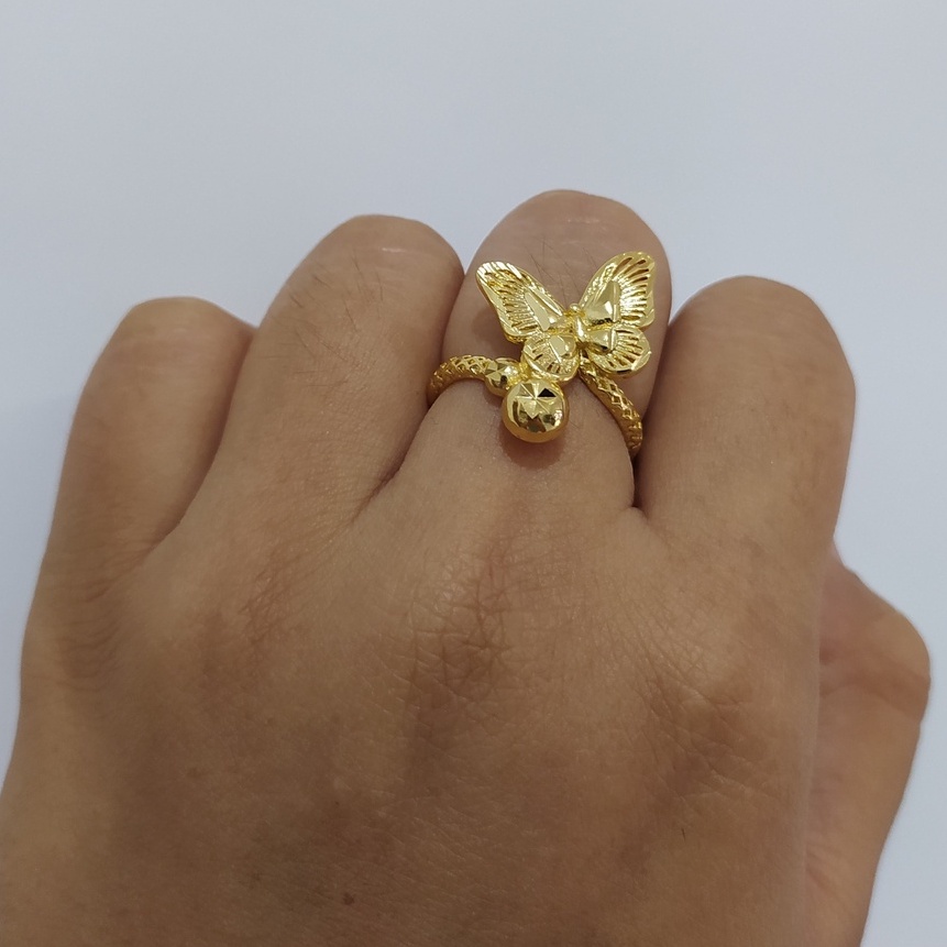Cincin Kupu Polos Big Titanium 22K