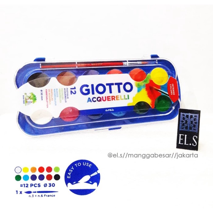 

air-cat- giotto acquerelli 12 warna ( water color cake / cat air ) -cat-air.