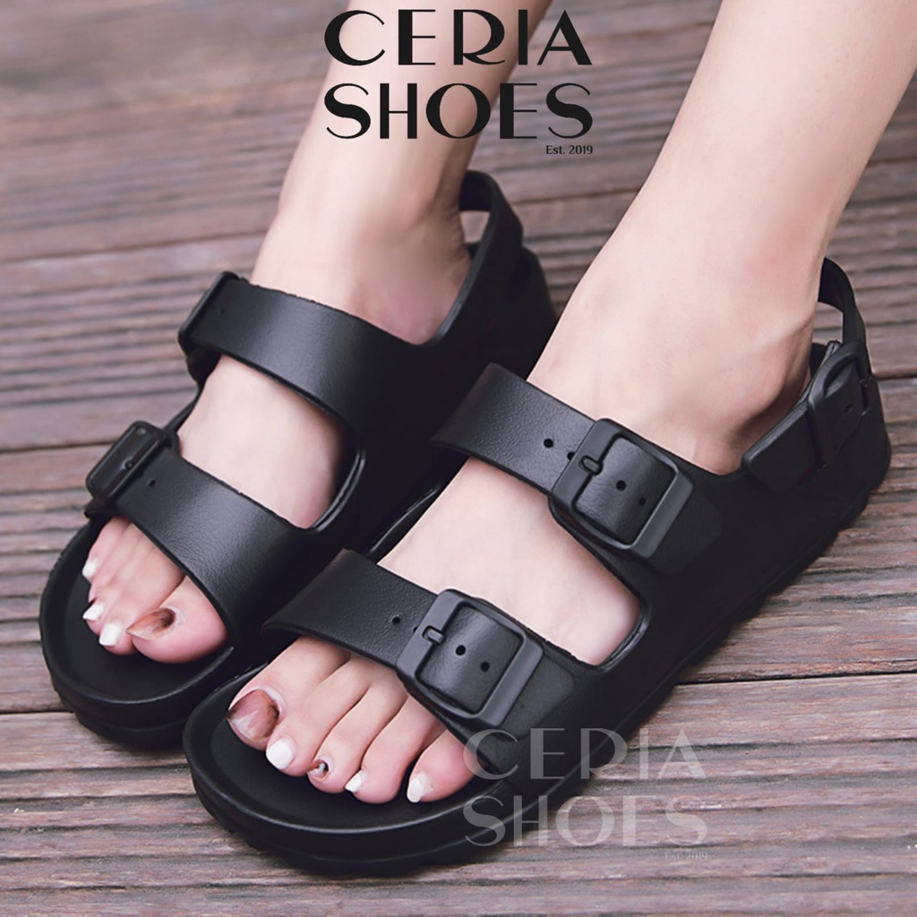 Sandal Sepatu Wanita Tali Kancing Gesper Adjustable Bahan Jelly Karet Anti Slip PVC Empuk BLC Bental