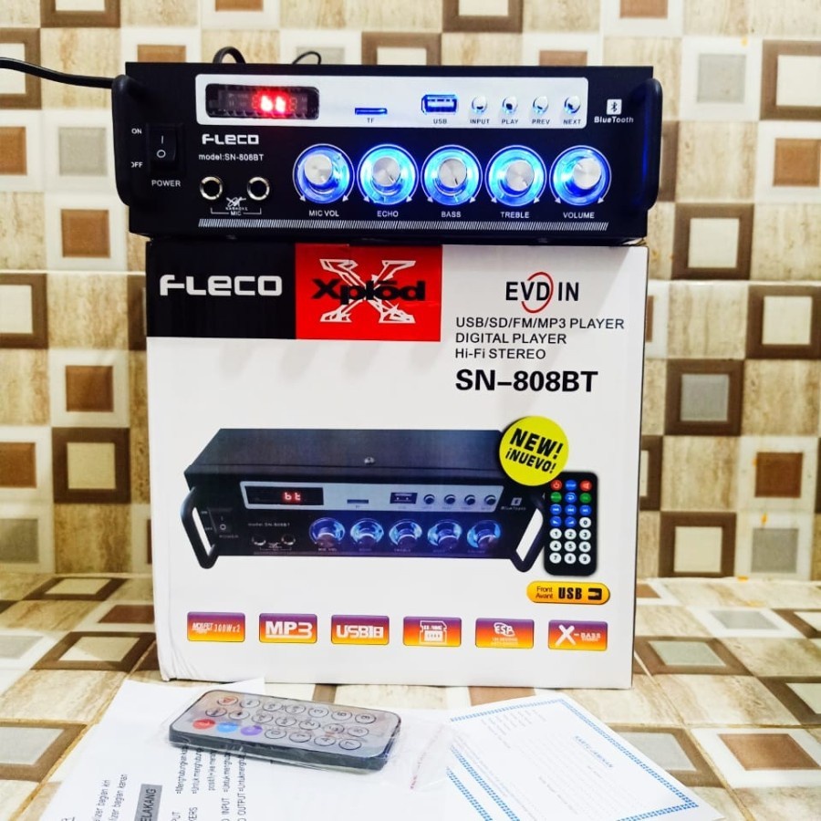 COD Power Amplifier FLECO SN-808BT Ampli Mini Bluetooth Stereo Karaoke