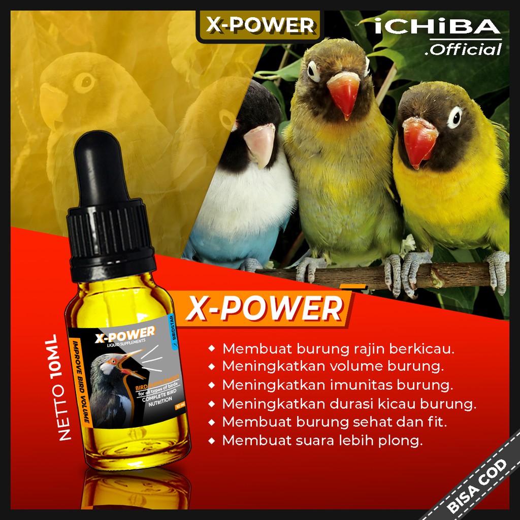 [X-POWER] VITAMIN BURUNG OBAT BURUNG LOVEBIRD KENARI KACER JALAK SUREN MURAI BATU PLECI CENDET BEO