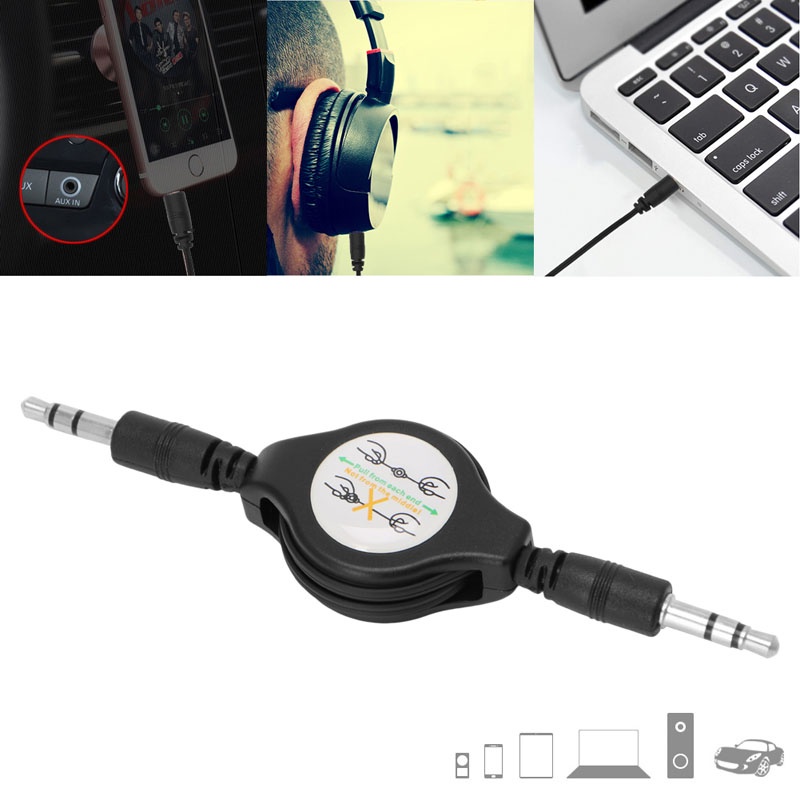 VIVI   Retractable 3.5mm Car AUX Music Line Cable Cord for Tablet Cellphone MP3/4/5